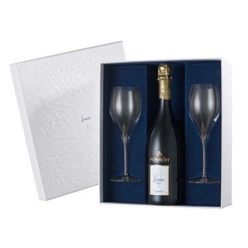 champagne gift set with glasses